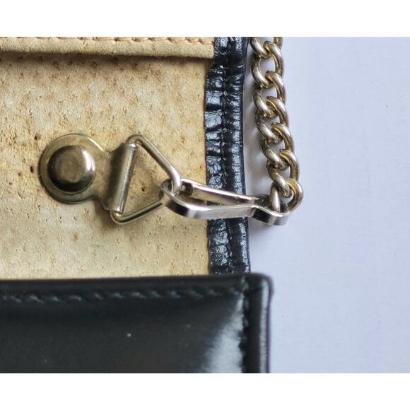 Vintage Pierre Cardin Clutch Shoulder Handbag Structured Black Leather 1970s - Picture 9 of 12